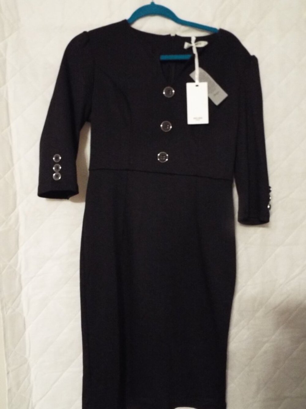 Grace Karin Black with Belt and Button Accents Size Medium NWT